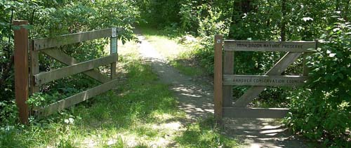 Mink Brook Natural Area trailhead gate