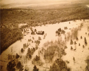 overhead view of lodge in 1949