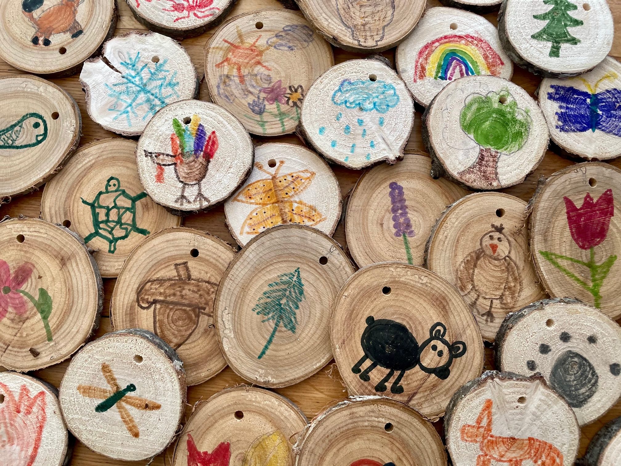 Tree cookies used for the Love of Nature Trail Adventure